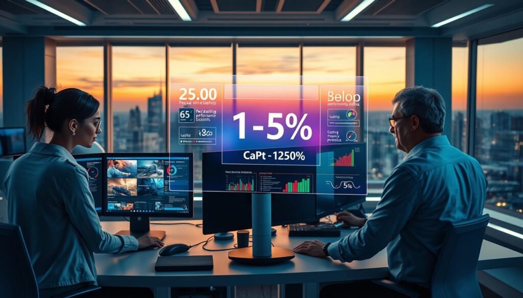 A futuristic office environment showcasing an enhanced Copilot experience in Windows 11. In the foreground, a diverse group of professionals, including a young woman of Asian descent and a middle-aged African American man, are collaborating around a sleek, modern workstation with multiple monitors displaying gaming graphics and performance metrics. In the middle ground, a holographic interface illuminates the room with vibrant colors, illustrating data analytics and real-time gaming performance boosts by 10-15%. The background features a panoramic window with a view of a city skyline at dusk, casting warm tones into the space. The lighting is dynamic, with ambient light creating a tech-savvy atmosphere. The mood is focused and innovative, emphasizing teamwork and cutting-edge technology in gaming. A futuristic office environment showcasing an enhanced Copilot experience in Windows 11. In the foreground, a diverse group of professionals, including a young woman of Asian descent and a middle-aged African American man, are collaborating around a sleek, modern workstation with multiple monitors displaying gaming graphics and performance metrics. In the middle ground, a holographic interface illuminates the room with vibrant colors, illustrating data analytics and real-time gaming performance boosts by 10-15%. The background features a panoramic window with a view of a city skyline at dusk, casting warm tones into the space. The lighting is dynamic, with ambient light creating a tech-savvy atmosphere. The mood is focused and innovative, emphasizing teamwork and cutting-edge technology in gaming.