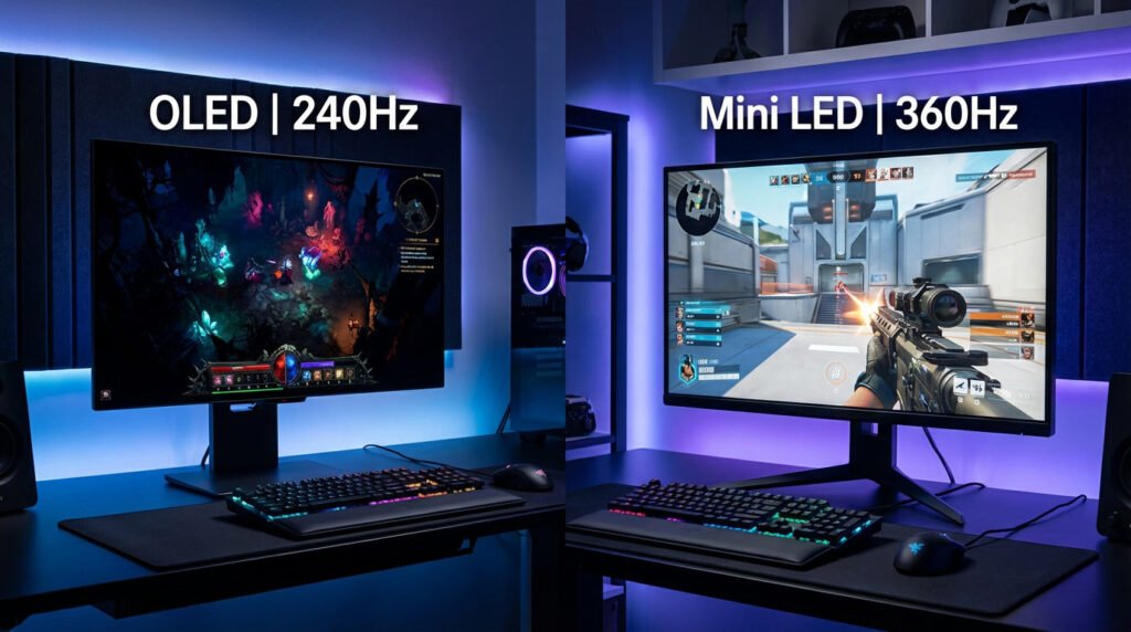Monitor OLED 240Hz vs Mini LED 360Hz ini pilihan buat competitive gamer yang bingung