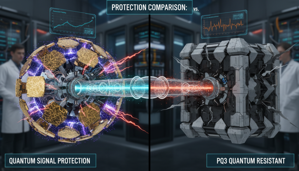 perbandingan proteksi kuantum signal dan pq3